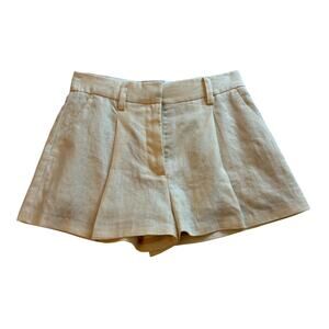 Reformation Cream Linen One Pleat Simple Shorts Size 0